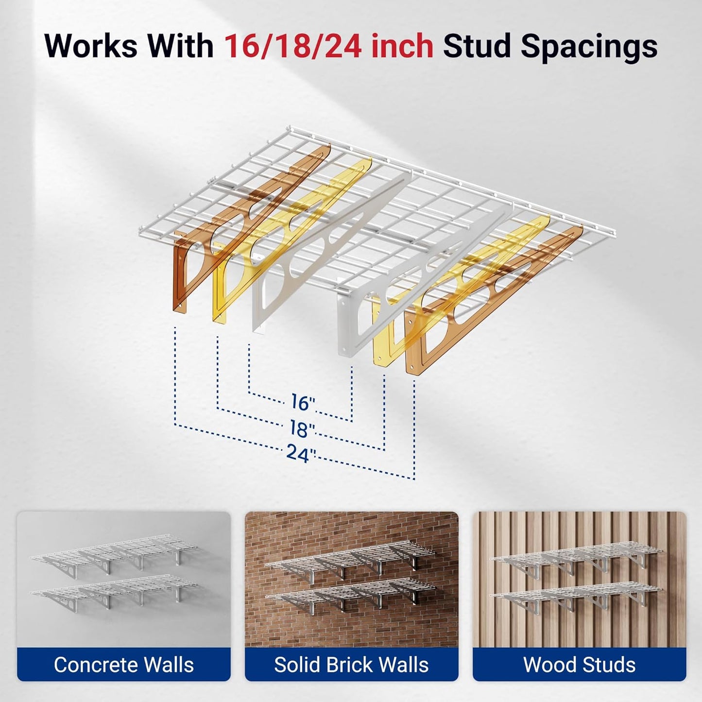 FLEXIMOUNTS 2-Pack 2x6ft 24-inch-by-72-inch Wall Shelf Garage Storage Rack Floating Shelves, 1200 lbs Load Capacity, White, Classic Series