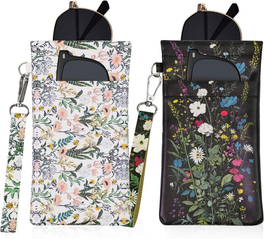 Double Eyeglass Case Soft Dual Glasses Case for Women Men Travel Squeeze Top Sunglasses Cases Eyeglasses Pouch