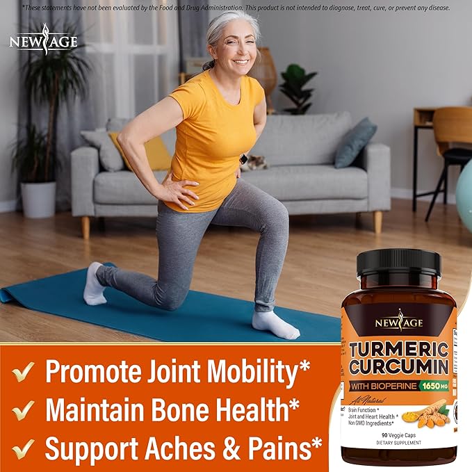 NEW AGE Turmeric Curcumin Capsules - Standardized Curcuminoids - Non-GMO, Gluten Free 180 Count (Pack of 2)