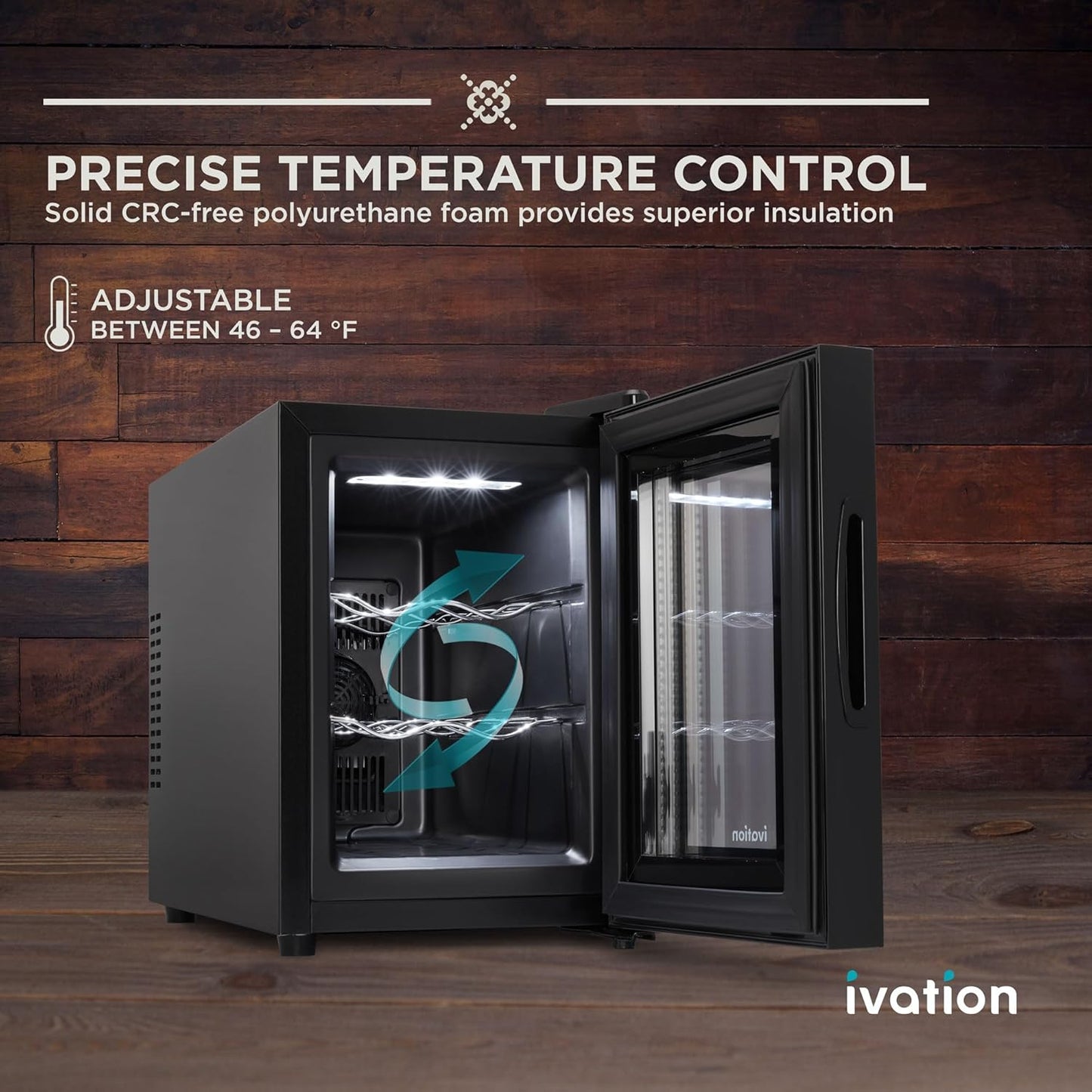 Ivation Premium 6 Bottle Horizontal Thermoelectric Wine Cooler/Chiller Counter Top Red & White Wine Cellar w/Digital Temperature, Freestanding Refrigerator Quiet Operation Fridge