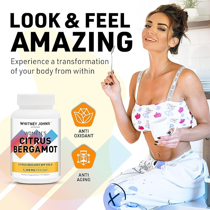 Citrus Bergamot for Women, Clinically Tested Bergamot Supplement specifically formulated for Womens Health and Wellness, Antioxidant,1200mg, 90 Tablets
