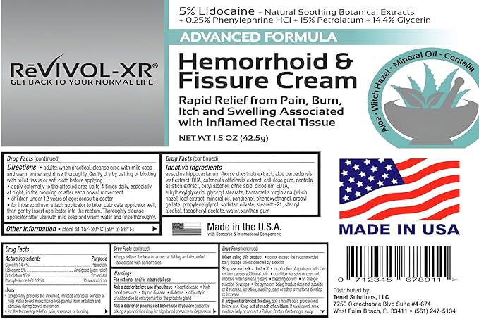 Advanced Hemorrhoid Treatment. 5% Lidocaine + Shrinks + Protects Skin + Aloe + Witch Hazel + Botanicals, External & Internal Use. Most Complete OTC Ointment & Fissure Cream, USA Made.