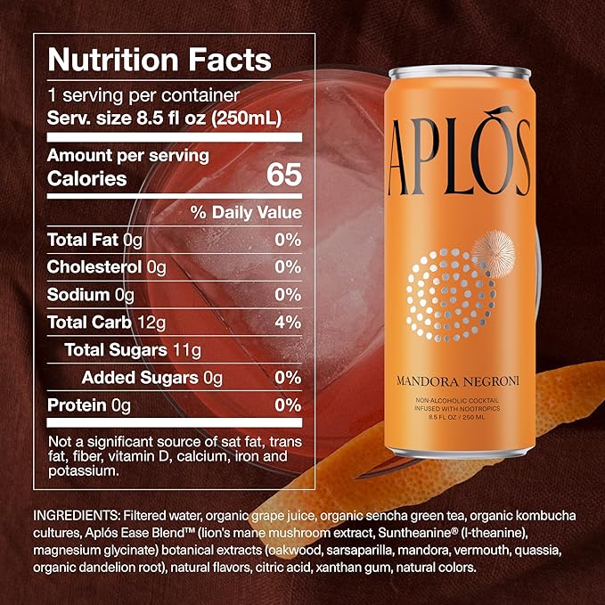 Aplós Canned Variety Pack of Non-Alcoholic Cocktails, Formulated with Adaptogens and Nootropics, Low Calorie, No Added Sugar Beverage (8.5 fl oz. 16-pack)