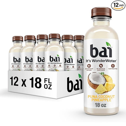 Bai Antioxidant Infused Water Beverage, Puna Coconut Pineapple, with Vitamin C and No Artificial Sweeteners, 18 Fluid Ounce Bottle, 12 Pack