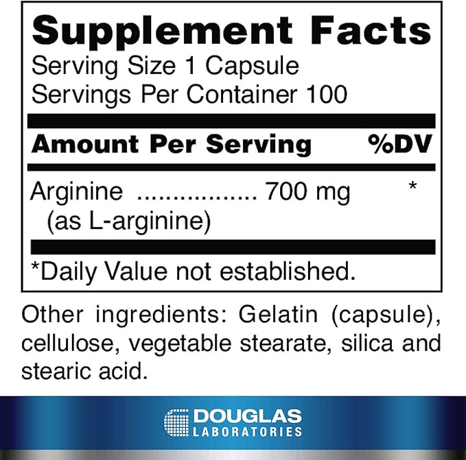 Douglas Laboratories L-Arginine (700 mg.) | Versatile Amino Acid | 100 Capsules