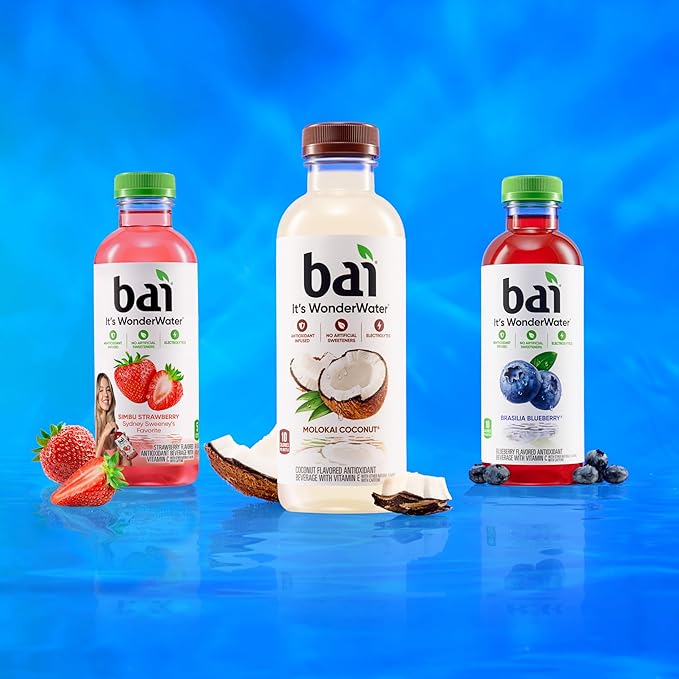 Bai Antioxidant Infused Water Beverage, Molokai Coconut, with Vitamin C and No Artificial Sweeteners, 18 Fluid Ounce Bottle, 6 Pack