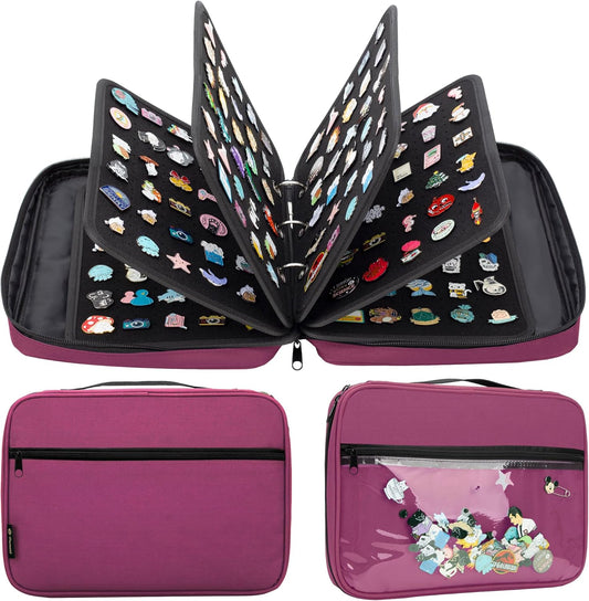 Enamel Pin Display Pages Pin Carrying Case, Pins Collection Storage Organizer Case, Travel Brooch Pin Display Bag (Pins Not Included)