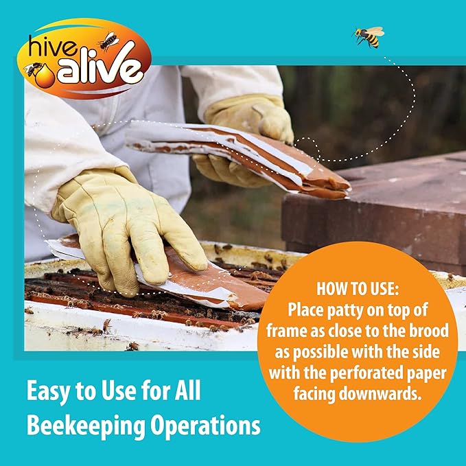 Pollen Patty for Honey Bees – 2lb (2 x 1lb) Pollen Patties and Bee Food for Spring with 4% Real USA Pollen, Hive Alive, Seaweed and Amino Acids to Support Brood and Colony Health