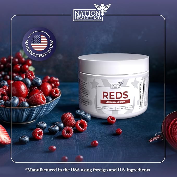 Reds - Super Reds Powder with 39 Superfoods, Antioxidant-Rich Red Powder Superfood, Probiotics & Digestive Enzymes for Energy, Metabolism & Gut Health - Red Berry Flavor