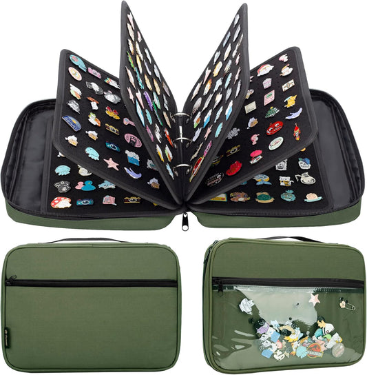 Enamel Pin Display Pages Pin Carrying Case, Pins Collection Storage Organizer Case, Travel Brooch Pin Display Bag (Pins Not Included)