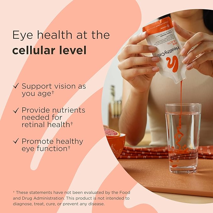 Healthycell Eye Health Daily Liquid Supplement - Eye Vitamins & Minerals with Lutein, Zeaxanthin, Astaxanthin & Beta Carotene for Sight Care & Macular Support - 30 Gel Packs