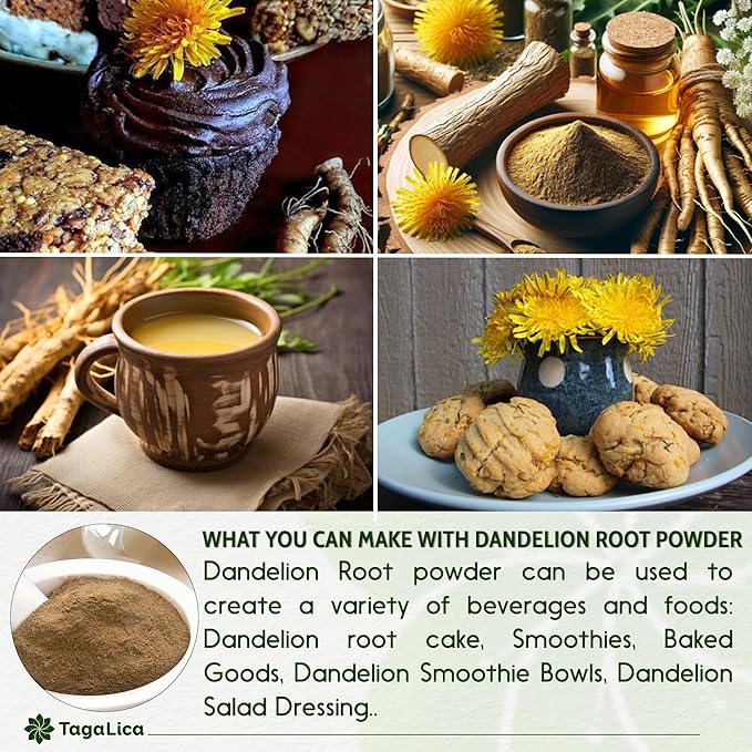 Tagalica, 2 oz Dandelion Root Powder, 100% Natural and Pure from Dandelion Root, No Additives, No Gluten, No Sugar, Vegan