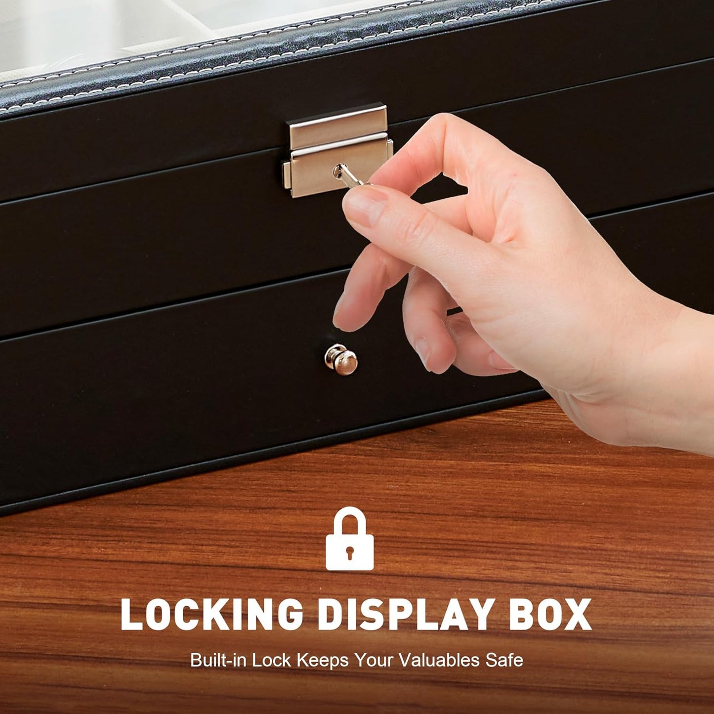 CO-Z Sunglasses Organizer with 12 Slots, Multiple Eyeglasses Eyewear Display Case for Women Men, 2 Story Leather Multi Sunglasses Jewelry Collection Holder with Drawer