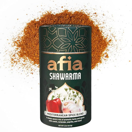 Afia Shawarma Seasoning | Mediterranean Spice Blend for Shawarma, Garlic Sauce (Toum), Flatbreads, Kebab, Kofta & Grilled Meat | Bold Middle Eastern Flavor with Cumin & Coriander | 2.2oz