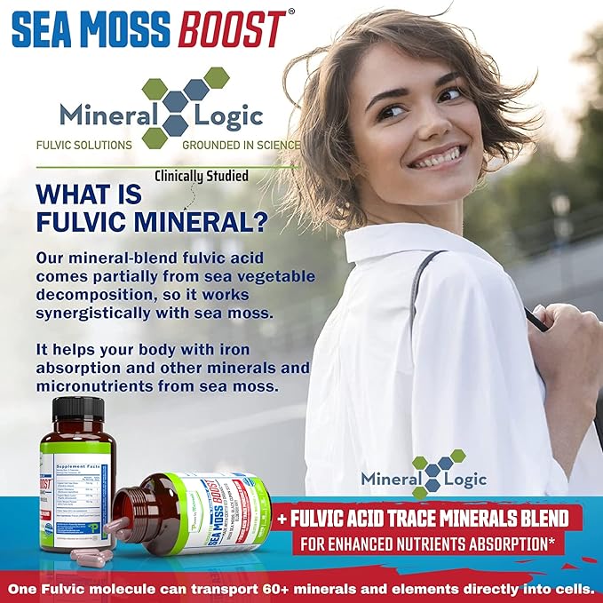Power By Naturals Sea Moss Advanced with Black Seed Oil & Elderberry Capsules - Certified Organic Irish Sea Moss Capsules for Energy, Gut & Immune Support - Sea Moss Pills with (60+ Minerals) 60 Pills