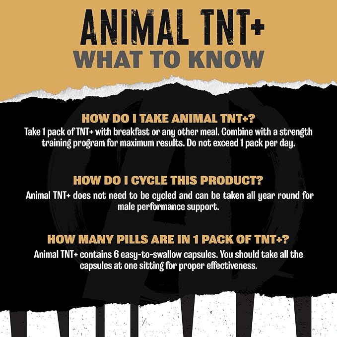 Animal TNT+ Mens Supplement - Nitric Oxide Booster, Prostate Health Supplements for Men, Stress Support with Adaptogens, Fenugreek, Tribulus Terrestris, Ashwagandha, Maca Root, Panax Ginseng, 30 Packs