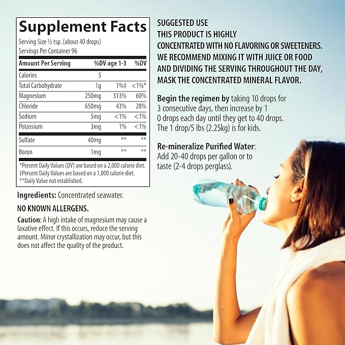 Liquid Mineral Drops - Trace Mineral Supplement | Full Spectrum Minerals | Ionic Liquid Magnesium, Chloride, Potassium | Low Sodium | Energy, Electrolytes | 288 Day Supply, 8 fl oz (Pack of 3)