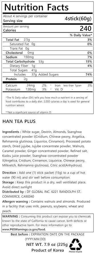 DAMTUH Korea Traditional Han Tea - Herbal Tea single serve 15g x 15 sticks
