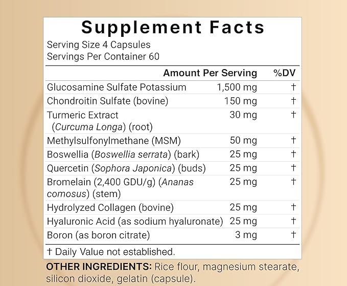Glucosamine Chondroitin MSM Supplement, 240 Capsules | 10-in-1 Joint Supplements for Men & Women – with Hyaluronic Acid, Collagen, Glucosamine Sulfate, Turmeric, Boswellia, & More – Non-GMO