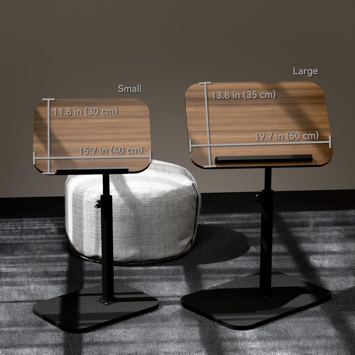 Foldable End Table,17"-31" Adjustable Height,Swivel and Turnable Desktop,TV Tray,Side Table for Small Spaces,Black Walnut (Black Walnut, 15.7" x 11.8")