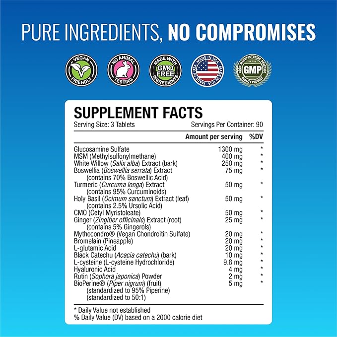 Approved Science Jointprin - Joint Support Supplement - Glucosamine, MSM, Chondroitin, Turmeric, Boswellia, BioPerine - 3 Month Supply