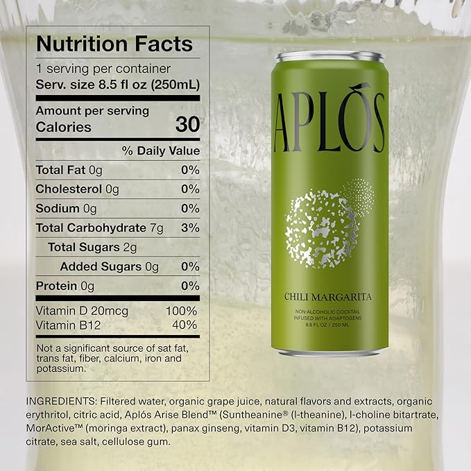 Aplós Canned Variety Pack of Non-Alcoholic Cocktails, Formulated with Adaptogens and Nootropics, Low Calorie, No Added Sugar Beverage (8.5 fl oz. 16-pack)