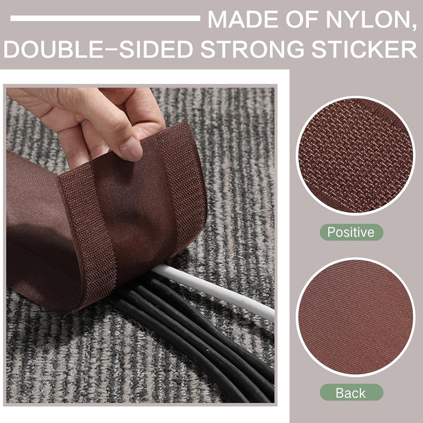 WILLBOND Carpet Cord Cover Cable Protector Floor Cover Cable Protector Management Only for Commercial Office Carpet(19.69 ft,Brown)