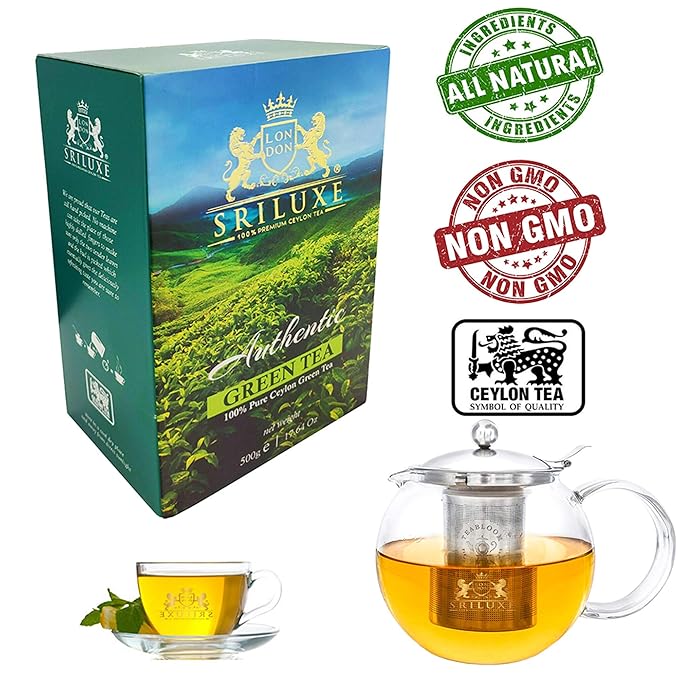 SRILUXE - Premium Quality Loose Leaf Ceylon Green Tea | 100% Natural Tea | Powerful ANTIOXIDANTS | Pure Green Tea Loose-Leaves (500g)