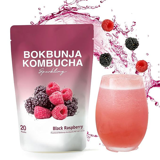 DALAMHARI Kombucha Powder | Black Raspberry Bokbunja 20T | Kombucha Drink Probiotic Soda Urban Kombucha Synergy Scoby Kombucha Starter Kit Adaptogen Drink Health Ade Kombucha Tea Bubbly