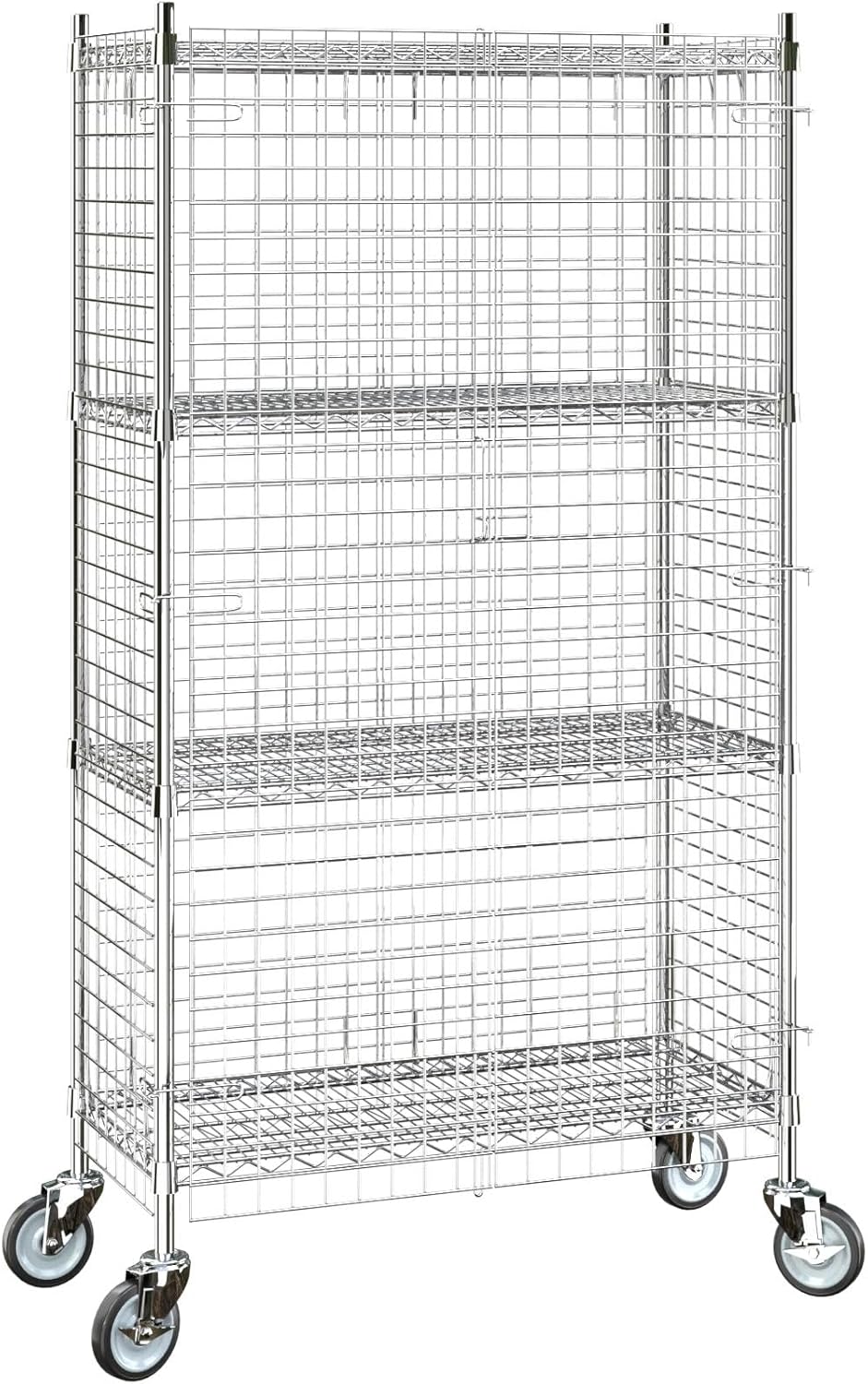 18"x36"x70" Metal Wire Chrome Security Heavy Duty Commercial NSF Certified Storage Unit | Mobile Wire Security Cage Kit