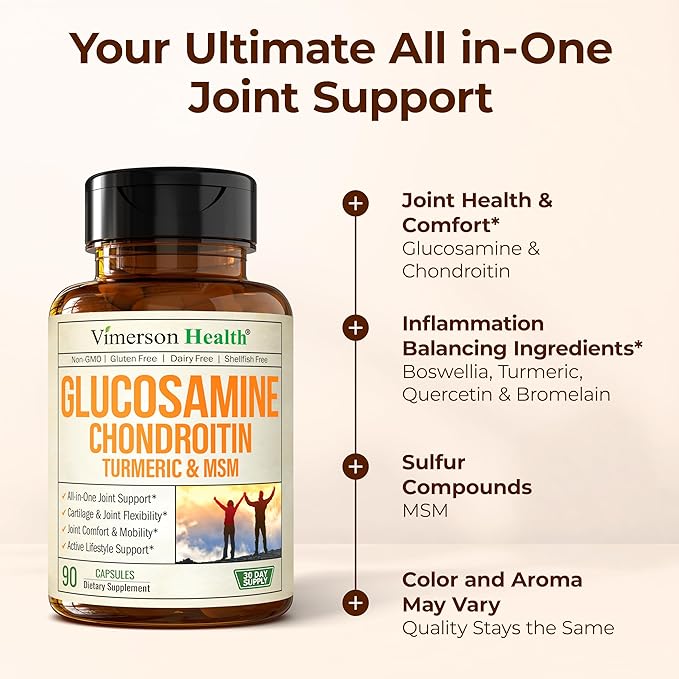 Glucosamine Chondroitin MSM and Turmeric Supplement – Joint Support Supplement for Women and Men with Boswellia and Chondroitin Sulfate – for Cartilage, Joint Health and Flexibility – 2 Pack