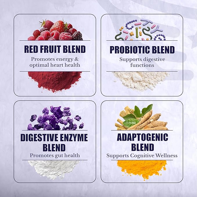 Reds - Super Reds Powder with 39 Superfoods, Antioxidant-Rich Red Powder Superfood, Probiotics & Digestive Enzymes for Energy, Metabolism & Gut Health - Red Berry Flavor