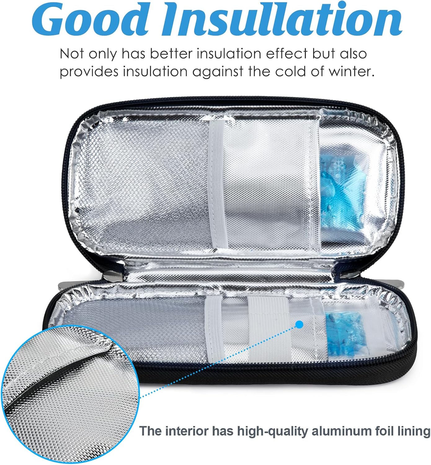 YOUSHARES Insulin Cooler Travel Case - Diabetic Case Insulated Organizer Portable Cooling Bag for Insulin Pen and Medication Diabetic Care Supplies with 2 TSA Approved Ice Pack