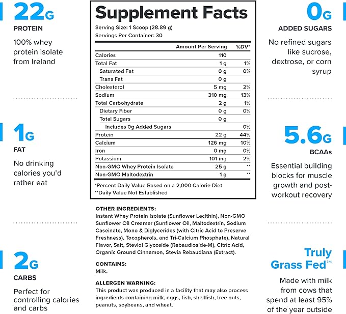 LEGION Whey+ Protein whey Isolate from Grass Fed Cows - Whey Protein Isolate Powder Low Calorie, Non-GMO, Sugar Free, Lactose and Gluten Free, All Natural Protein Powder for Men & Women (30 Servings)