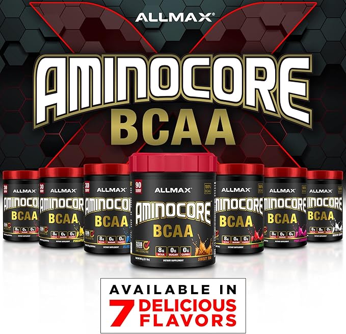 ALLMAX Nutrition AMINOCORE BCAA – 8G BCAAs – 100% Pure Branch Chained Amino Acids – Gluten Free - Pink Lemonade - 315 Gram