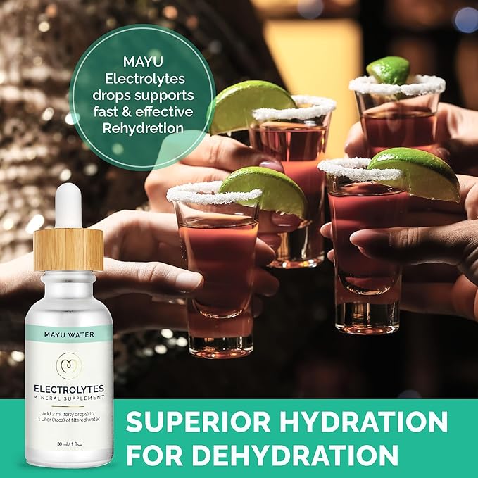 MAYU Electrolyte Water Drops - Fast Absorption Mineral Drops for Drinking Water, Hydration Essential Minerals Mix - 100% Pure Natural Minerals, Dehydration Solution, Sugar Free Electrolytes -30 ml (1)