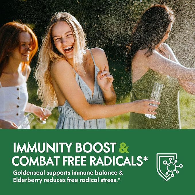 Goldenseal & Echinacea Drops for Immunity Boost, Healthy Respiratory Function, Herbal Supplements with Elderberry Licorice Root Thyme Chamomile Extract. 2oz