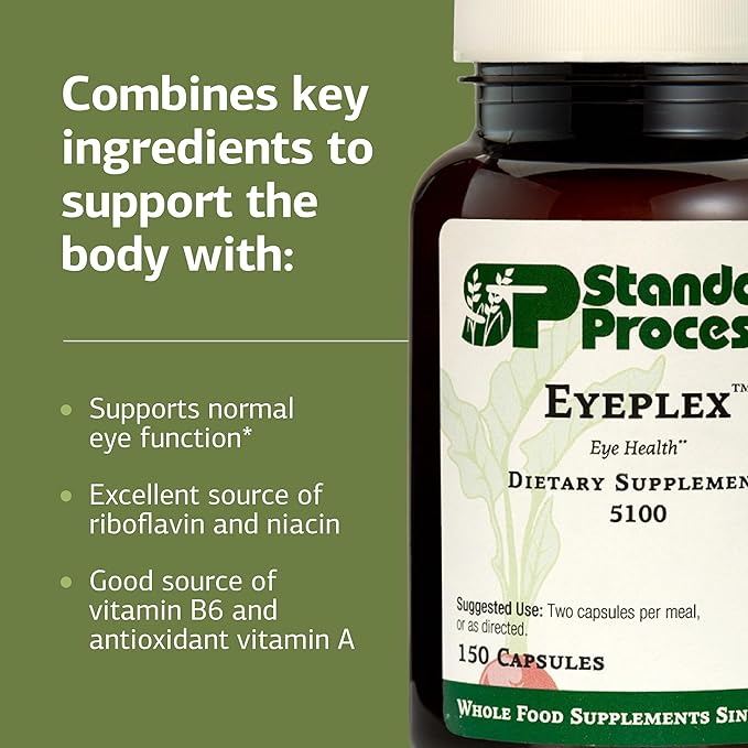 Standard Process Inc. Iplex - Whole Food Vascular Supplement, Eye Health and Eye Support with Shiitake Mushroom, Phosphoric Acid, Rice Bran, Organic Carrot, Arrowroot Flour, Alfalfa - 150 Capsules
