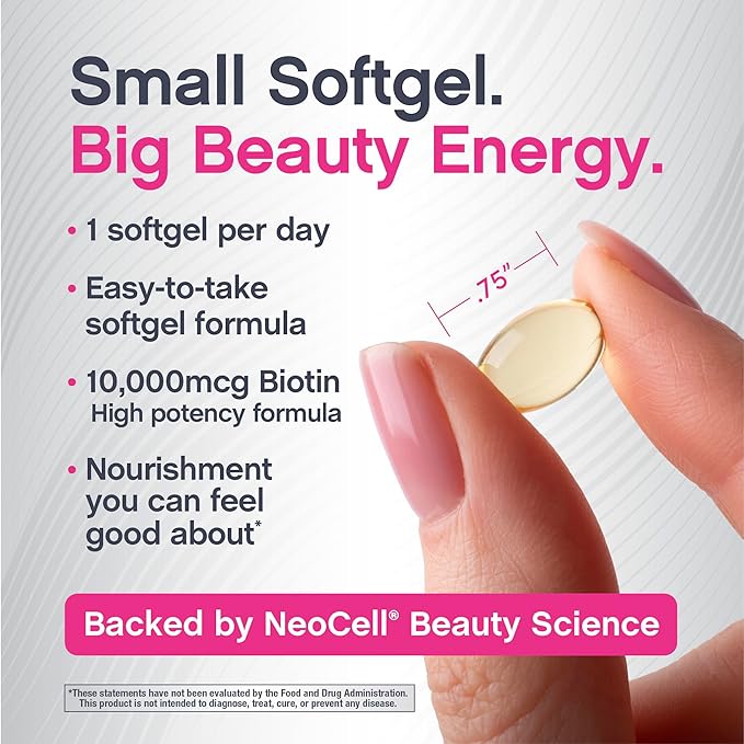 NeoCell Biotin Hair Revitalizer 10000mcg | 300 Softgels | Daily Nourishing Formula | for Women and Men | Hair, Skin, and Nails Supplement
