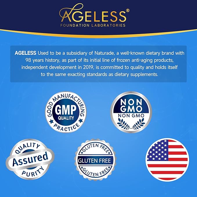 Ageless Brain Supplements for Memory and Focus & Cognitive Improvement | Nootropic Brain Supplement for Men & Women | Support Mental Clarity & Neuro Health | Including Vitamin B6, B12, 60 Capsules