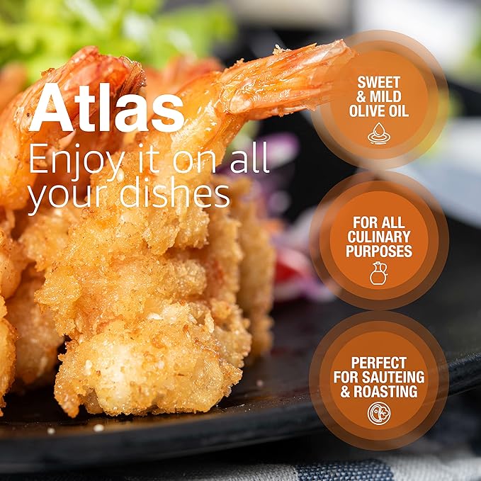 Atlas 1 LT Cold Press Extra Virgin Olive Oil in Glass Bottle, Polyphenol Rich from Morocco | Newly Harvested Unprocessed from One Single Family Farm | Moroccan Organic EVOO Trusted by Award-Winning Chefs