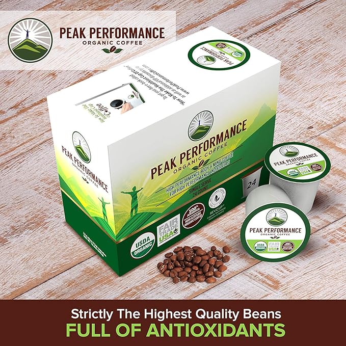 USDA Organic Coffee Pods. Compatible With K-CUP And Keurig Machines. High Altitude USDA Organic Coffee. Fair Trade Low Acid Beans Medium Roast Single Serve 24 Count Recyclable Cups For High Performers
