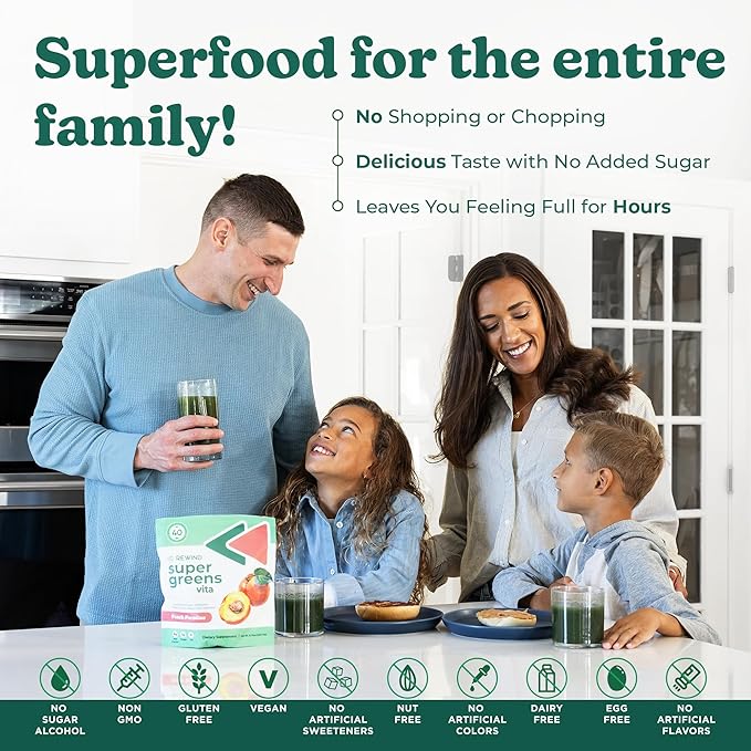 Best Tasting Vita Variety Sample Stick Pouch - Super Greens Powder Packets - Delicious Green Juice Drink Mix with Amazing Flavor - Over 40 Superfoods - Variety Pack (12 Sticks)