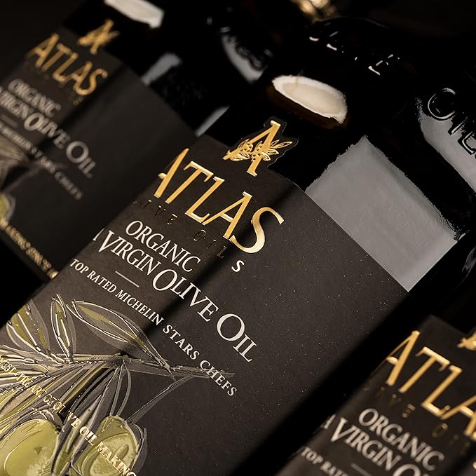 Atlas 750 mL Organic Cold Press Extra Virgin Olive Oil in Glass Bottle, Polyphenol Rich from Morocco | Newly Harvested Unprocessed from One Single Family Farm | Moroccan EVOO Trusted by Award-Winning Chefs