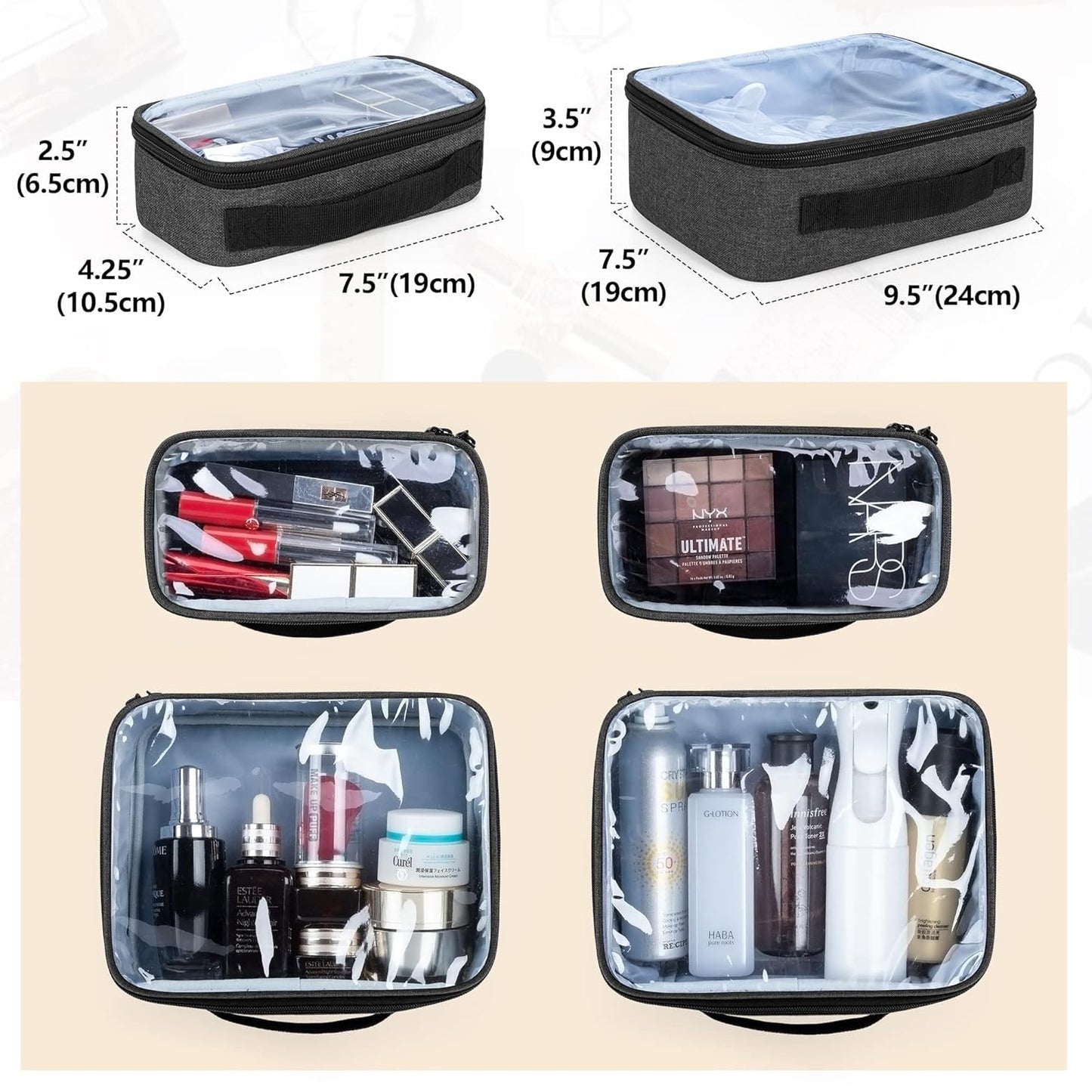 BAFASO Makeup Bag Cosmetic Bag with 4 Inner Removable Pouches, Multifunctional Travel Makeup Case (Patent Pending), Black