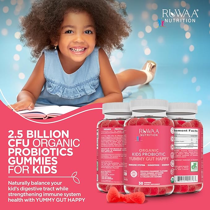 Daily Probiotics for Digestive Health. Organic Probiotic Gummies for Kids Digestion Supplement, Stomach Discomfort. Chewable Children’s Probiotics, Kids Probiotic Prebiotic Gummies, Vegan 120ct (6)