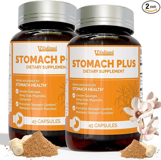 Stomach Plus - for Stomach, Gastritis, Stomach Lining Repair, Acid Reflux, Heartburn, Indigestion, with Galangal, Dong Quai, Cinnamon & Magnolia-90capsules