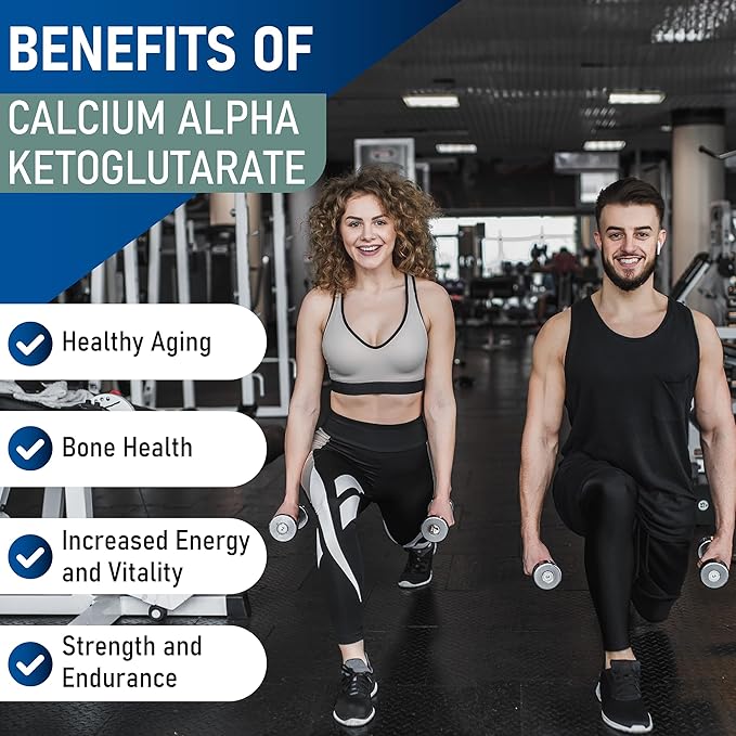 LongJuvity Calcium Alpha-Ketoglutarate Time Release AKG Supplement (1,000mg Per Serving) - Gut Heath, Bone Health, Anti Aging & Longevity - Independently Lab Tested (60 Enteric Coated Capsules)
