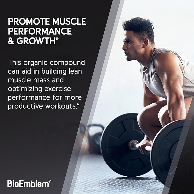 BioEmblem Creatine Monohydrate Powder – Micronized, Unflavored, 5000mg Per Serving(5g) – Supports Muscle Strength, Workout Recovery & Performance Creatine Supplement– Vegan, Non-GMO, 60 Servings