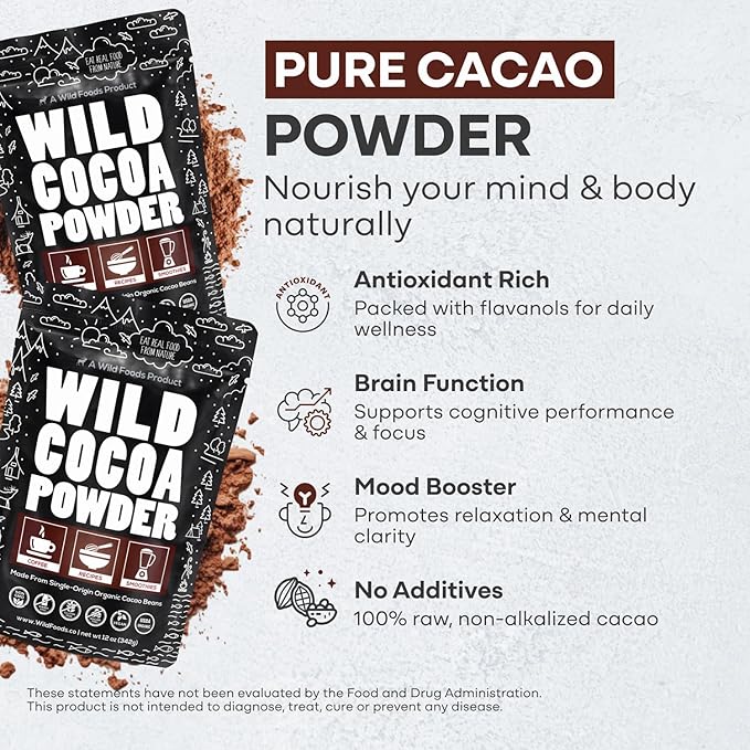 Raw Organic Cacao Powder, Handcrafted, Single-Origin, Fair Trade, Non-Alkalized Cocoa from Peru (24 ounce)